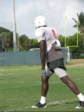Aldarius Johnson at practice Monday morning on the Greentree Practice Fields.