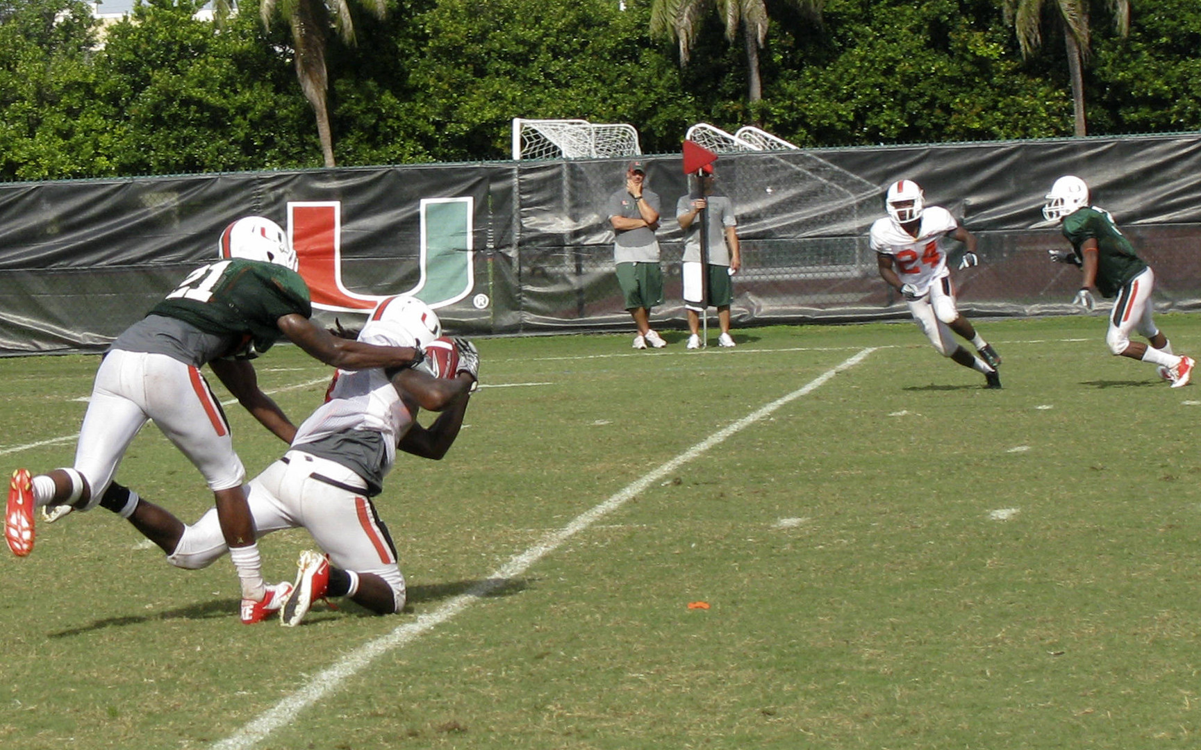 Canes Practice for Last Time Before Scrimmage