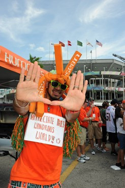 Tailgating at SunLife Stadium before a game against the Bethune Cookman Wildcats at Sun Life Stadium on October 1, 2011.  Photo by Steven Murphy