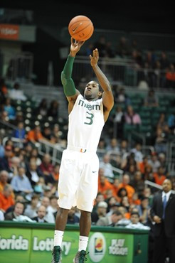 University of Miami Hurricanes guard, Malcolm Grant #3 and the Canes play host to the Boston College Eagles at the BankUnited Center on January 15,...