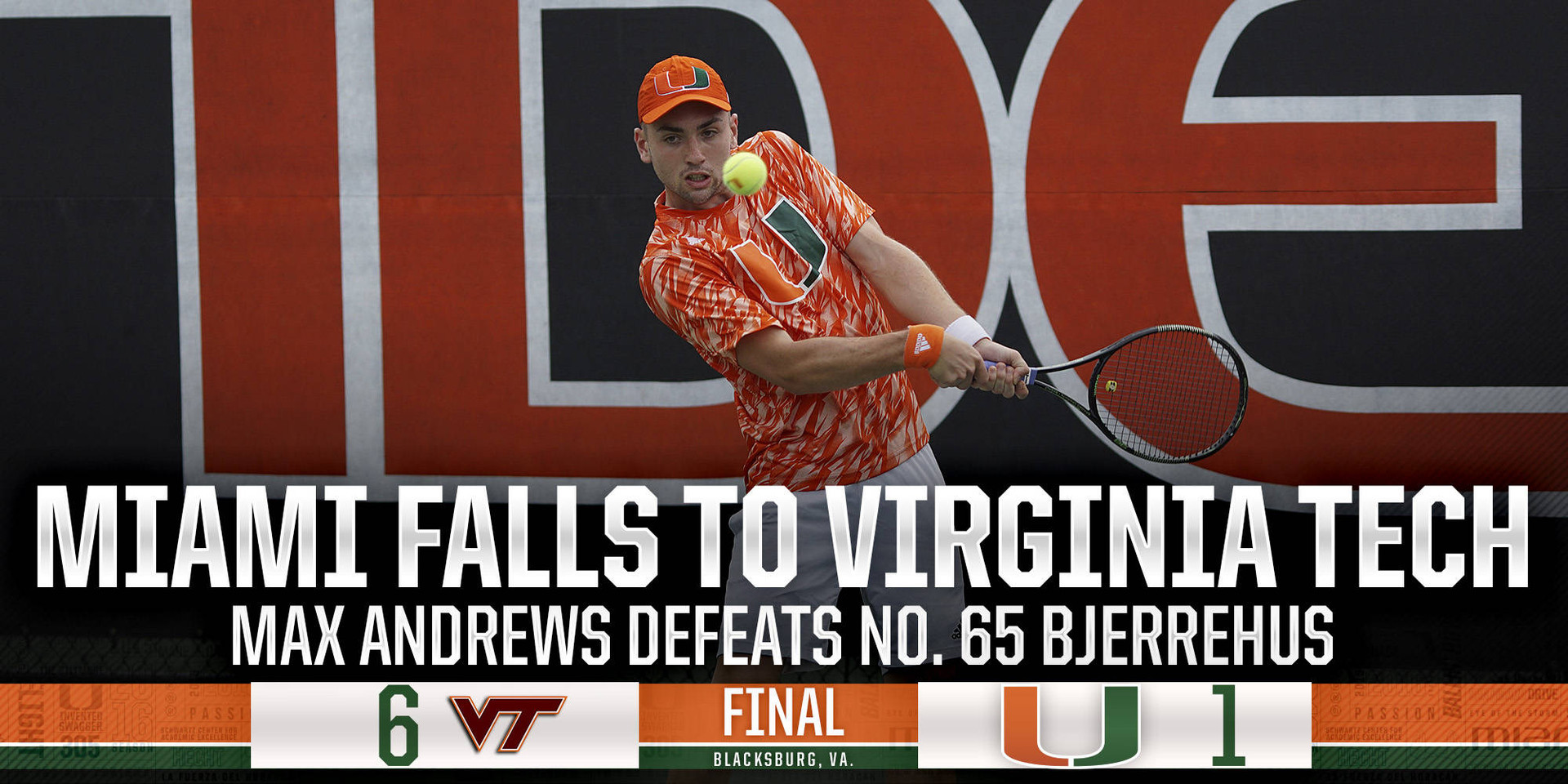 @CanesMensTennis Falls to No. 40 Virginia Tech