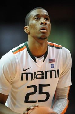 University of Miami Hurricanes guard, Garrius Adams #25, plays host to the Virginia Cavaliers at the BankUnited Center on February 5, 2011.  The...