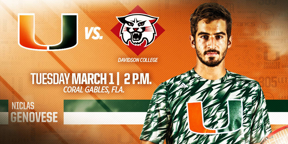 @CanesMensTennis Host Davidson Wildcats