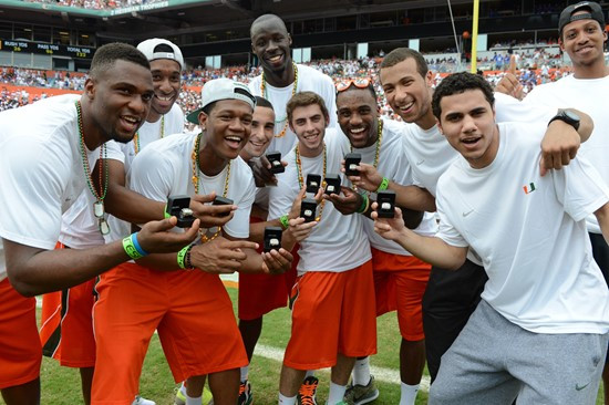 The University of Miami Hurricanes Basketball team was presented with their ACC Championship Rings during the game against the #12 ranked University...