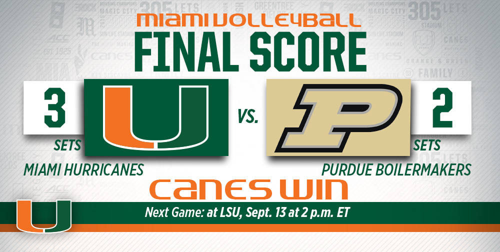 @CanesVB Beats No. 20 Purdue in Five Sets