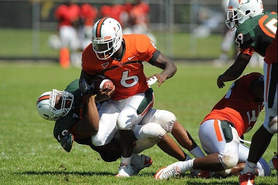 Lamar Miller for a TD - 2011 Miami Hurricanes Spring Football @ Spanish River High School