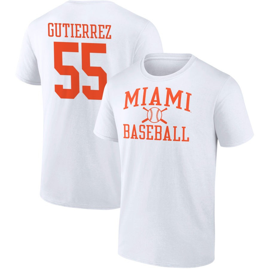 Men's Fanatics Branded White Miami Hurricanes Baseball T-Shirt