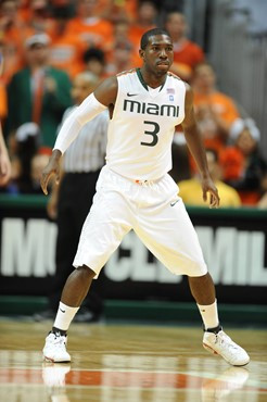 University of Miami Hurricanes guard, Malcolm Grant #3, plays host to the Duke Blue Devils at the BankUnited Center on February 13, 2011.  Photo by...