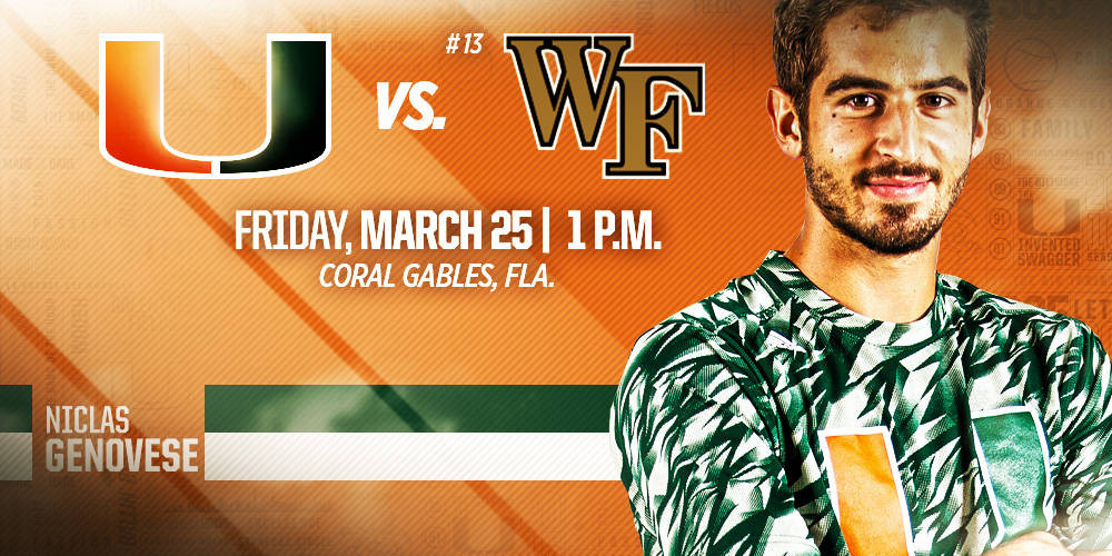 @CanesMensTennis Hosts No. 13 Wake Forest