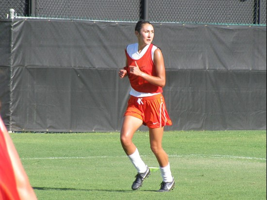Women's soccer players and coaches at Friday's (Aug. 6, 2010) 8 a.m. training session.