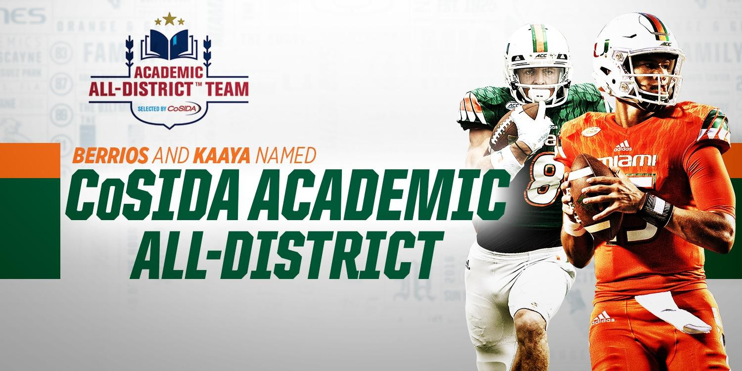 Berrios and Kaaya Earn CoSida Academic All-District Honors