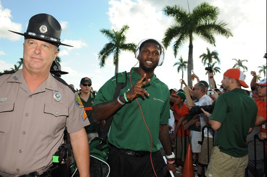 OSU@UMHurricane fans were invited to take part in the inaugural Hurricane Walk by forming a "human tunnel" from Gate H to Gate A.  The Band of the...