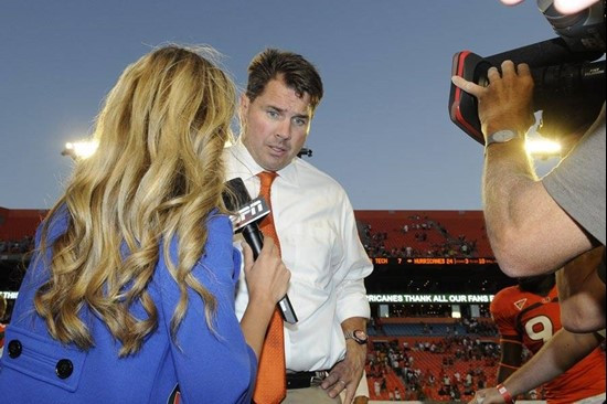 ESPN sideline reporter Sam Steele interview Coach Golden (ESPN/Media)