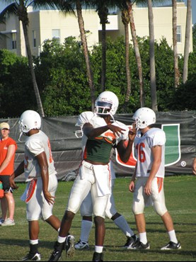 Jacory Harris (12) at practice Wednesday morning at the Greentree Practice Fields.