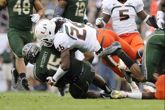Ray Ray Armstrong - 2011 Miami Hurricanes Football vs USF - by J.C. Ridley