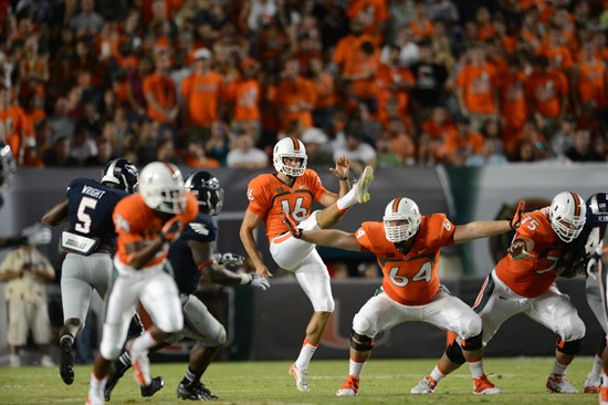Punter Pat O'Donnell and the University of Miami Hurricanes defeated the Florida Atlantic Owls at Sun Life Stadium by a final score of 34-6 on August...