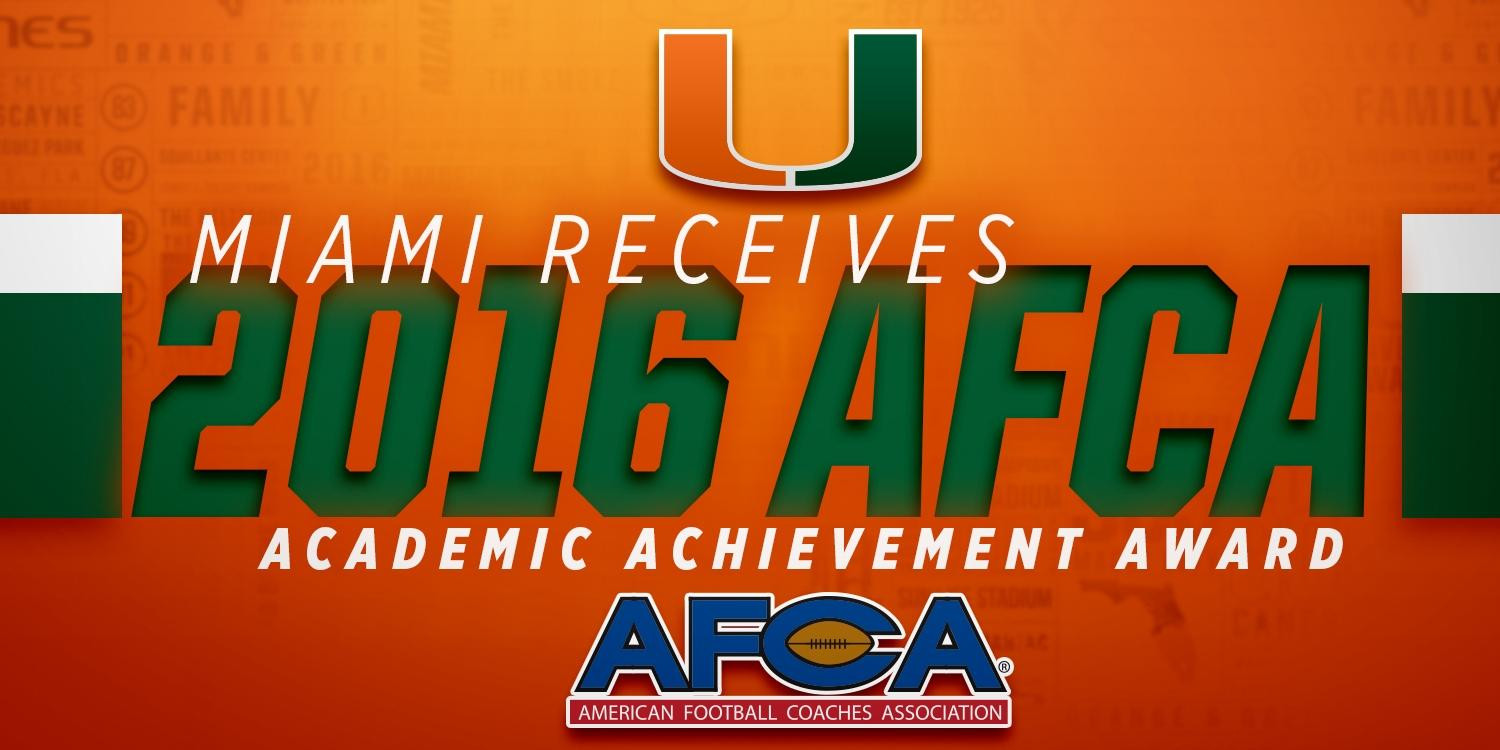 Miami Football Honored with the 2016 AFCA Academic Achievement Award