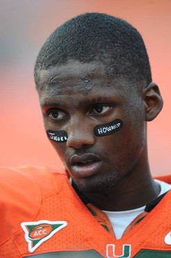 University of Miami Hurricanes quarterback Jacory Harris #12 honored Japer Howard by writing his name under his eyes in a game against the Clemson...