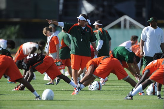 University of Assistant Head Coach-Defensive Coordinator, Mark DâOnofrio, instructs the team on how he wants them to execute his game...
