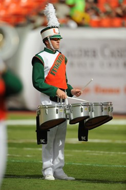The University of Miami Band of the hour performs before a game against the Duke Blue Devils at Sun Life Stadium on November 5, 2011.  Photo by Steven...