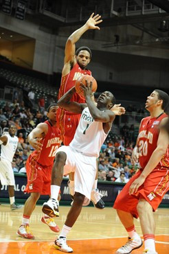 University of Miami Hurricanes guard, Durand Scott, #1, plays against the Maryland Terrapins at the BankUnited Center on March 2, 2011.  The...
