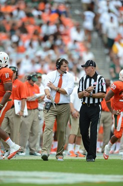Head coach Al Golden lead the University of Miami Hurricanes to victory by upsetting the on the #12 ranked University of Florida Gators at Sun Life...