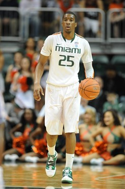 University of Miami Hurricanes guard, Garrius Adams #25 and the Canes play host to the North Carolina Tar Heels at the BankUnited Center on January...