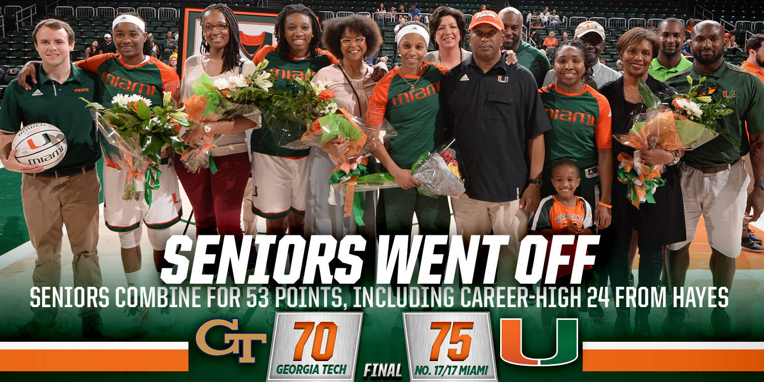 Hayes’ 24 Lead @CanesWBB Past GT on Senior Day