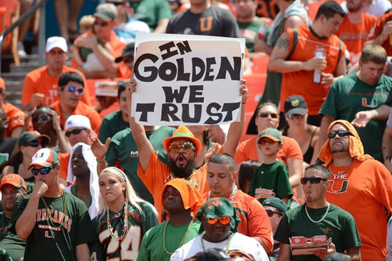 The North Carolina Wolfpack will play the University of Miami Hurricanes at Sun Life Stadium on September 29, 2012.   Photo by Steven Murphy/SPN