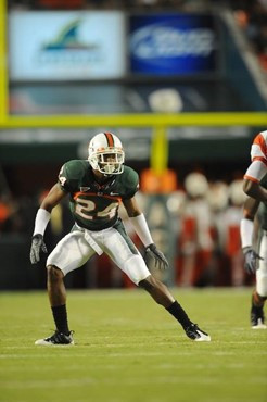 University of Miami Hurricanes defensive back Chavez Grant #24 drops into coverage in a game against the Florida A&M Rattlers at Land Shark Stadium on...