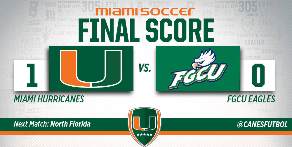 Auld Goal Earns @CanesFutbol 1-0 Win at FGCU