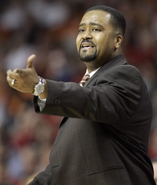Miami head coach Frank Haith watches his players during a first round game of the Men's Atlantic Coast Conference basketball tournament against...