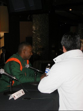 UM head coach Randy Shannon speaks with reporters at AT&T Park on Tuesday.