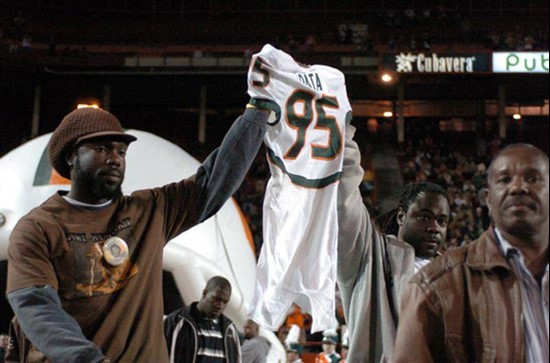 Bryan Patas' brother carries the jersey o f the University of Miami standout defensive lineman that was tragically shot earlier this month in his...