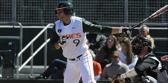 Tyler Palmer started all three games for the Hurricanes, serving as the team's leadoff hitter. He finished the weekend with two hits. (JC Ridley)