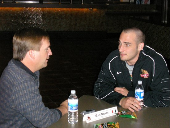 Sophomore punter/kicker Matt Bosher speaks with reporters at AT&T Park on Tuesday.