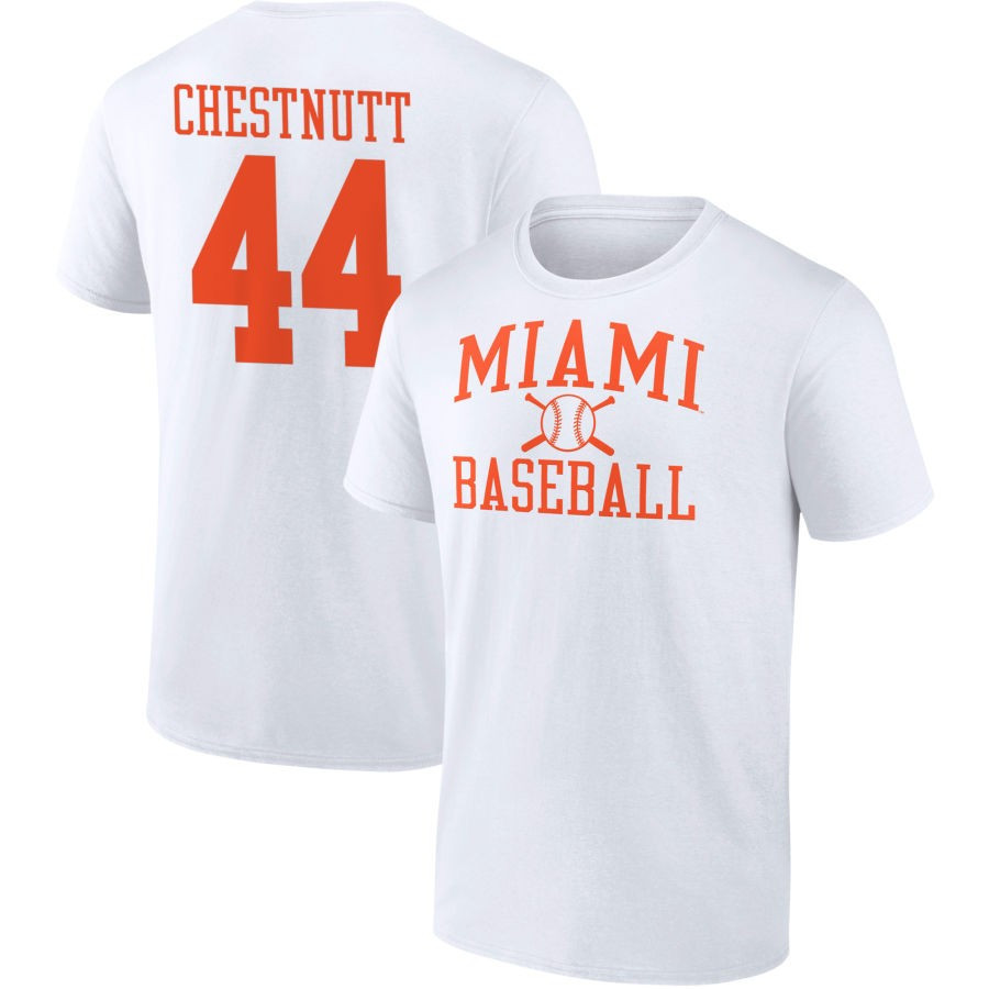 Men's Fanatics Branded White Miami Hurricanes Baseball T-Shirt