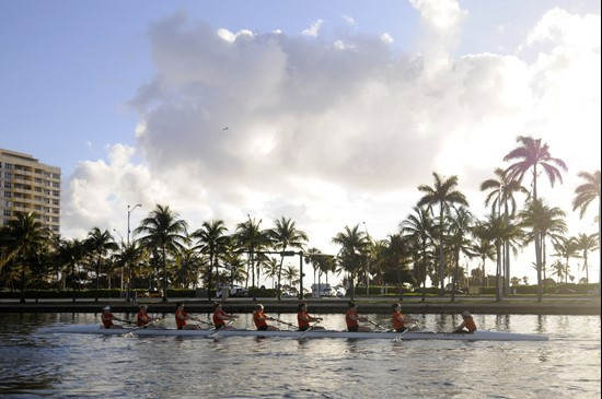 Miami rowing takes advantage of the beautiful scenery along South Beach, tough to beat the setting.