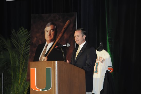 Director of Athletics Blake James shares his opening remarks on Ron Fraser during Saturday's 
