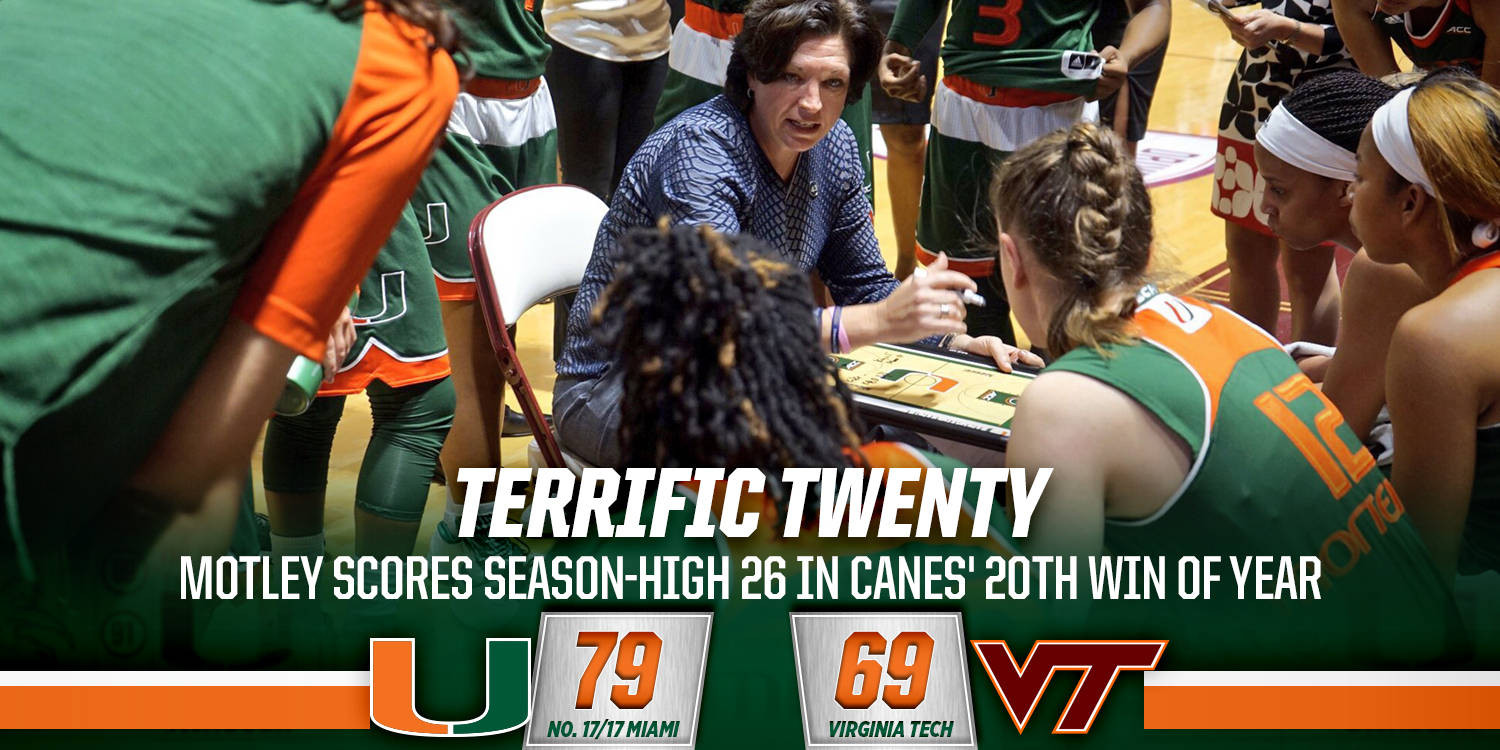 @CanesWBB Tops Hokies, 79-69, to Earn 20th Victory