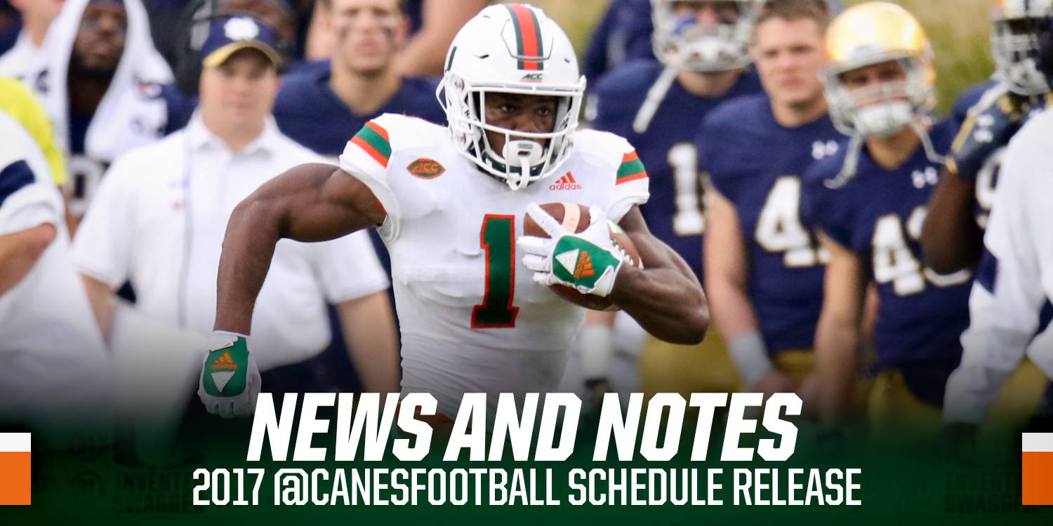 2017 Canes Football Schedule News and Notes