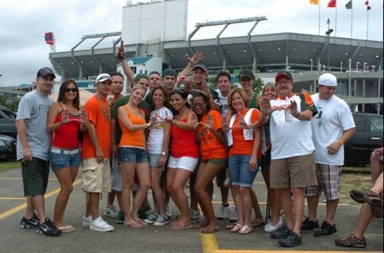 University of Miami Hurricanes fan's show team spirit in a game against the North Carolina Tar Heels at Dolphin Stadium on September 27, 2008.  Photo...