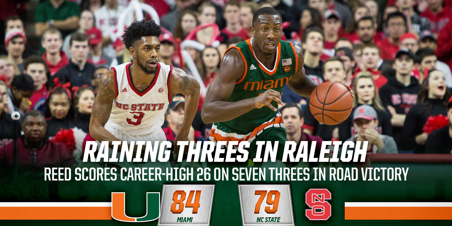 Canes Rain Threes in 84-79 Win Over NC State