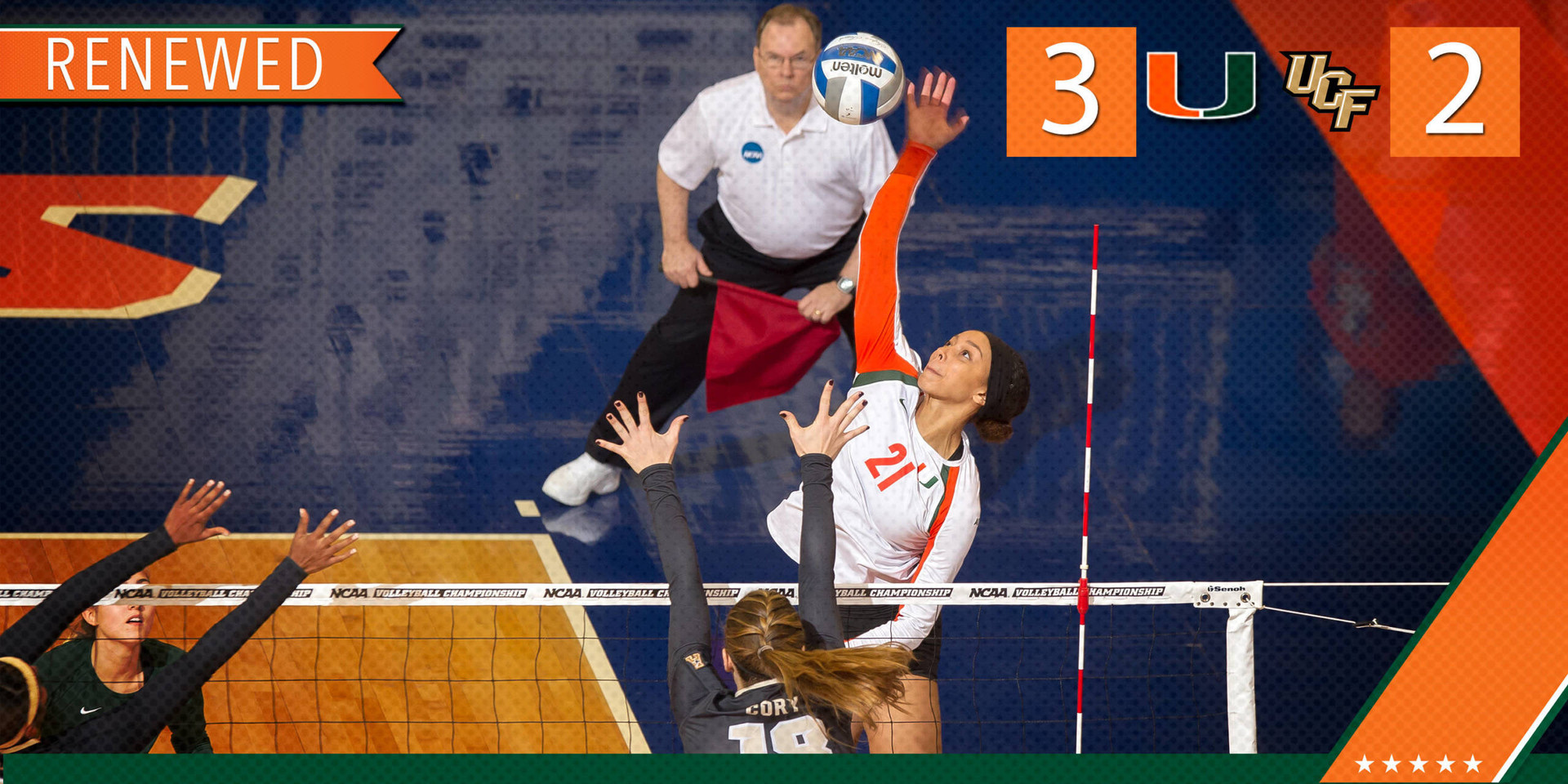 @CanesVB Beats UCF in Five-Set Thriller
