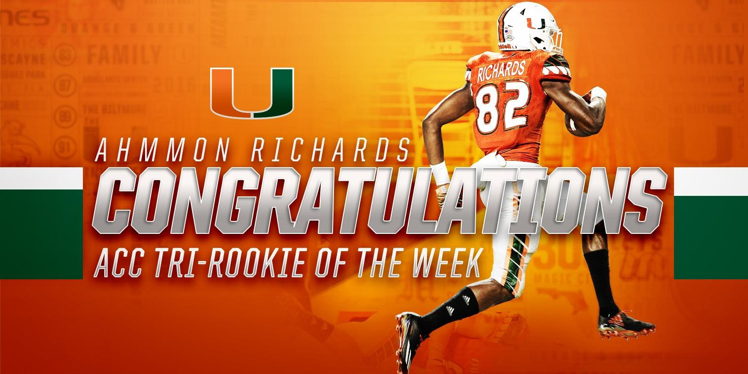 Richards Named Tri-ACC Rookie of the Week