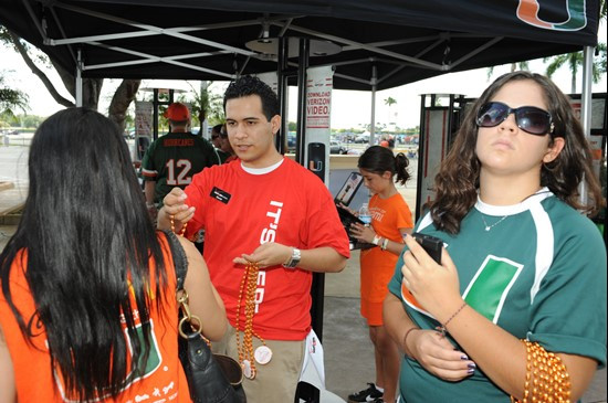 University of Miami Hurricane fans enjoy tailgating before a game against the Georgia Tech Yellow Jackets at Sun Life Stadium on October 22, 2011. ...