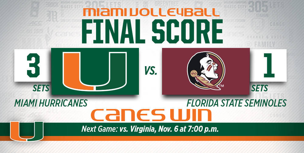 @CanesVB Beats No. 17 Florida State in Four