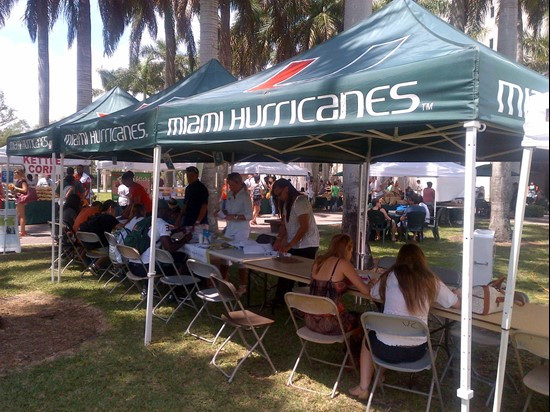 Members of the Miami Hurricanes football team recruited bone marrow donors with the University of Miami community during Wednesday?s third annual...