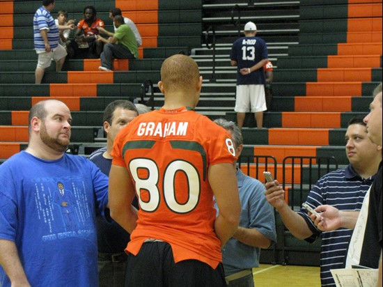 Jimmy Graham at the 2009 UM Football Preseason Media Day.