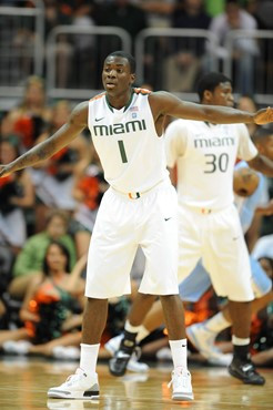 University of Miami Hurricanes guard, Durand Scott, #1 and the Canes play host to the North Carolina Tar Heels at the BankUnited Center on January 26,...